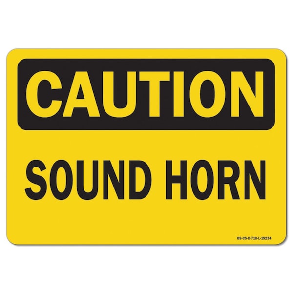 OSHA Caution, 3.5" Height, Decal, 5" x 3.5", Landscape, PK10, Sound Horn
